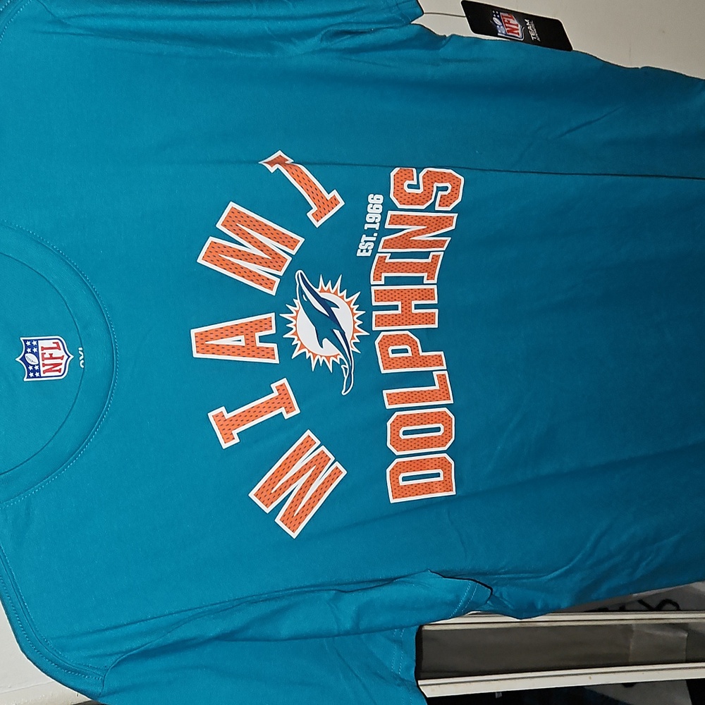 NFL Miami Dolphins Teal Shirt with Orange and White Accents XXL New